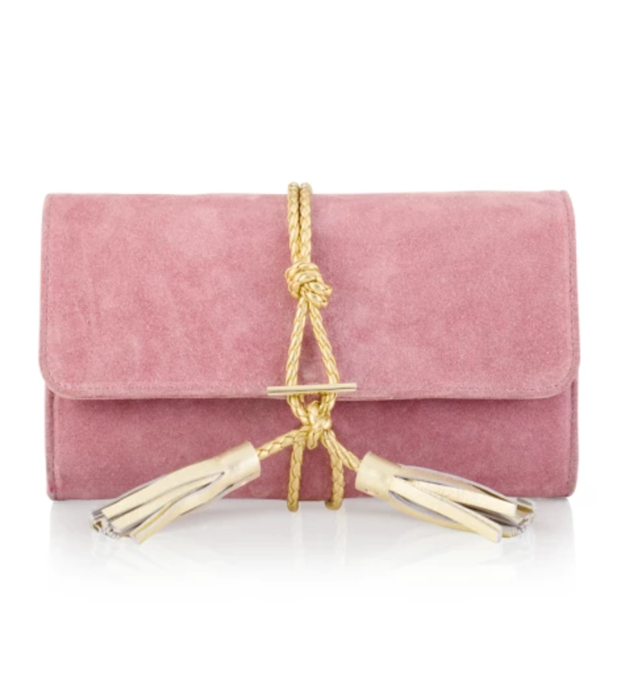 Marni Dust Pink Suede & Braided Leather Clutch from Nikki Williams